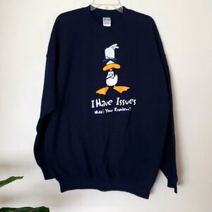 90's "I have issues, what's your problem" oversized sweatshirt, navy blue, 2XL